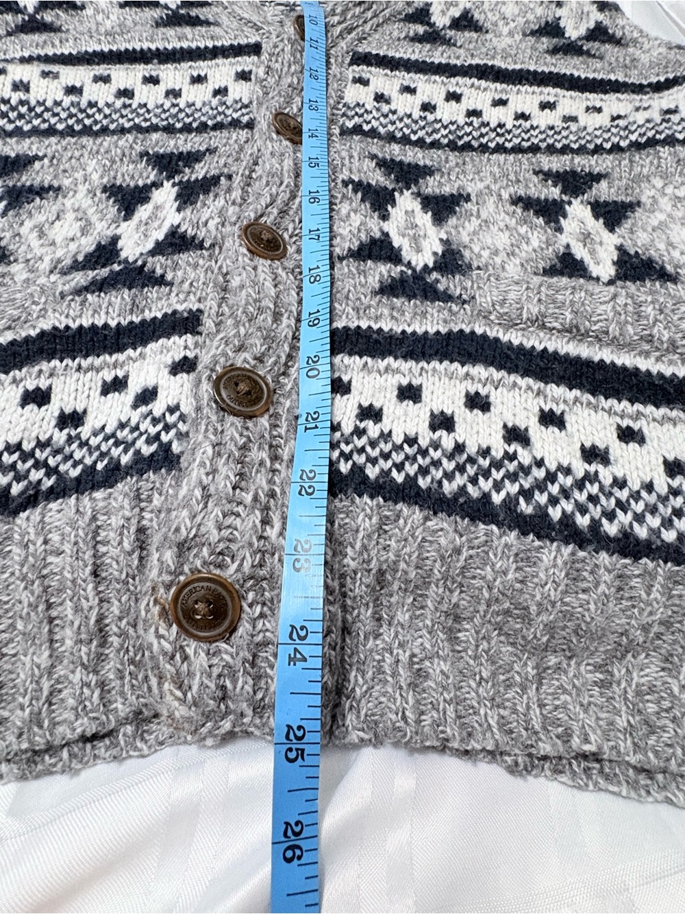 American Eagle Outfitters Nordic Knit Cardigan Y2K Gray Wool Sweater Sz S - Picture 9 of 12